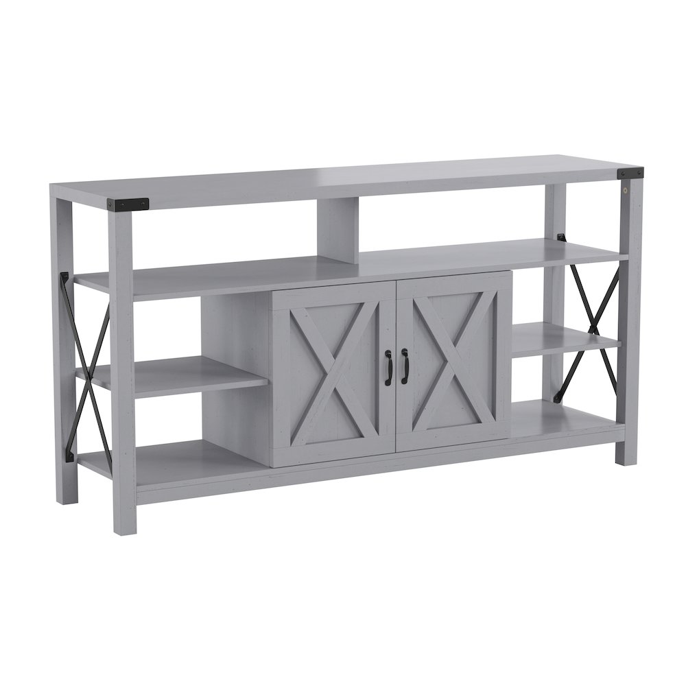60" Farmhouse Tall TV Console Cabinet for TV's up to 60", Coastal Gray. Picture 1