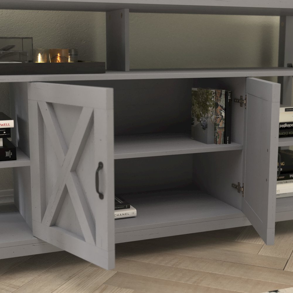 60" Farmhouse Tall TV Console Cabinet for TV's up to 60", Coastal Gray. Picture 7