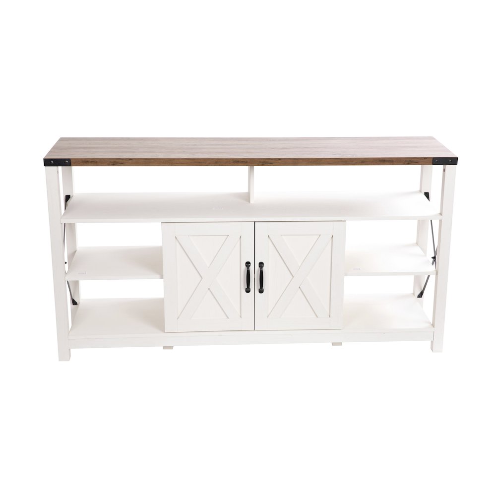 60" Farmhouse Tall TV Stand for TV's up to 60", White/Oak. Picture 1