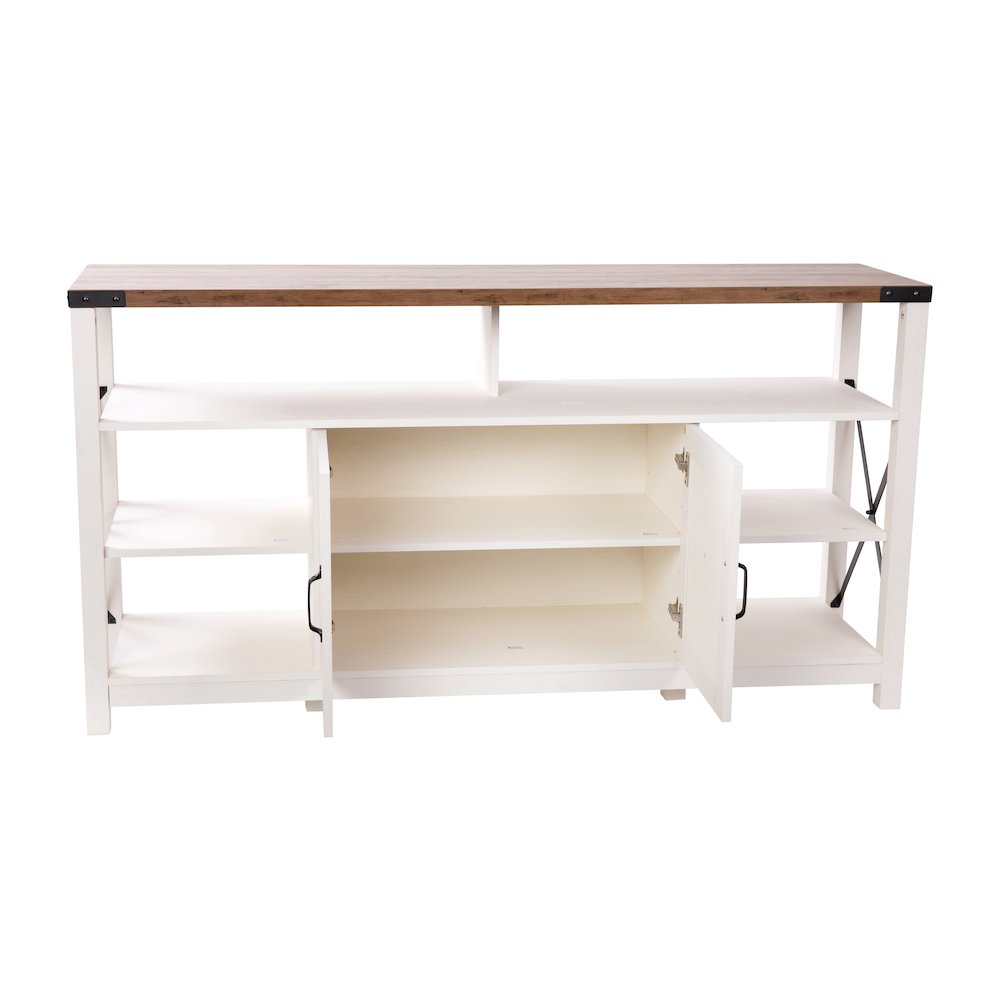 60" Farmhouse Tall TV Stand for TV's up to 60", White/Oak. Picture 9