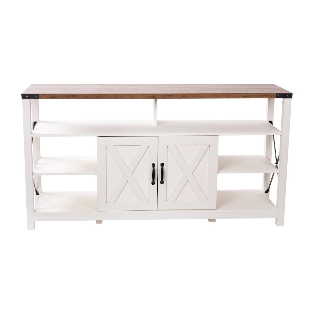 60" Farmhouse Tall TV Stand for TV's up to 60", White/Oak. Picture 11