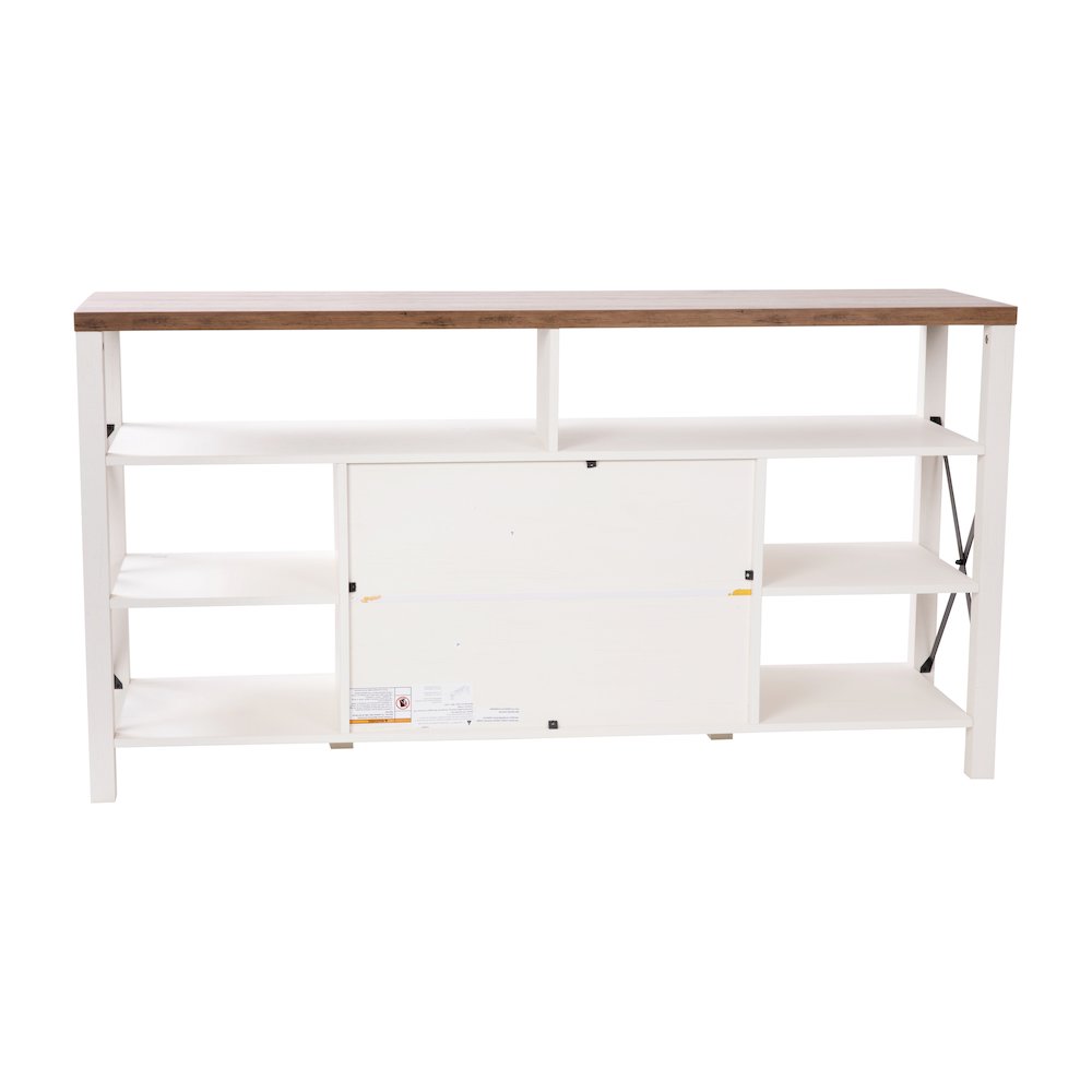 60" Farmhouse Tall TV Stand for TV's up to 60", White/Oak. Picture 8