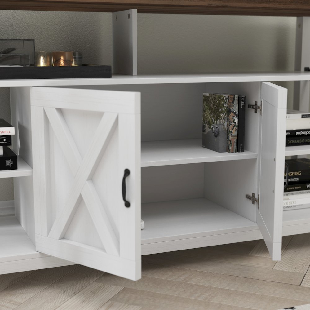 60" Farmhouse Tall TV Stand for TV's up to 60", White/Oak. Picture 7