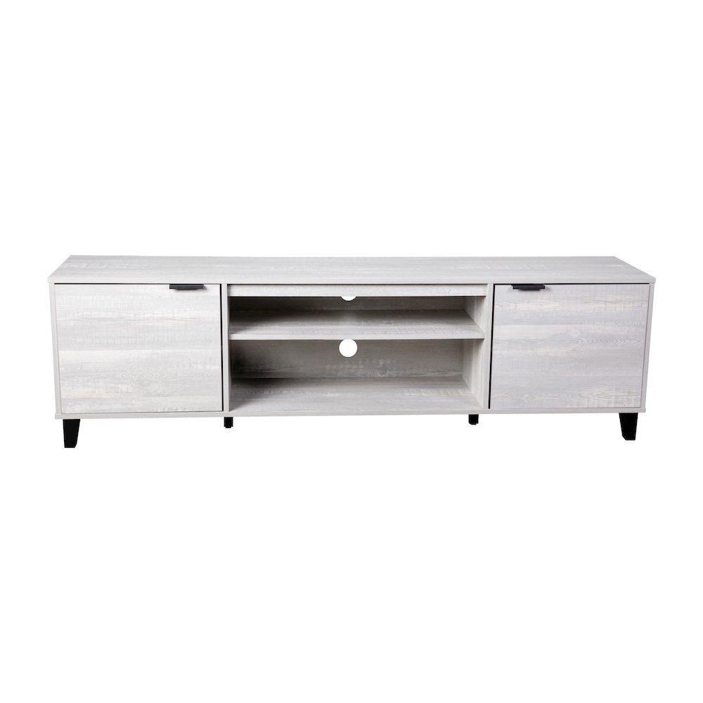 70" TV Stand for up to 60" TV's with Shelves and Dual Storage Compartments, Gray. Picture 1