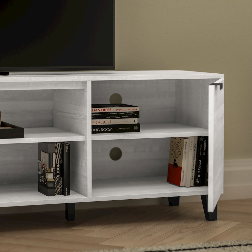 70" TV Stand for up to 60" TV's with Shelves and Dual Storage Compartments, Gray. Picture 7