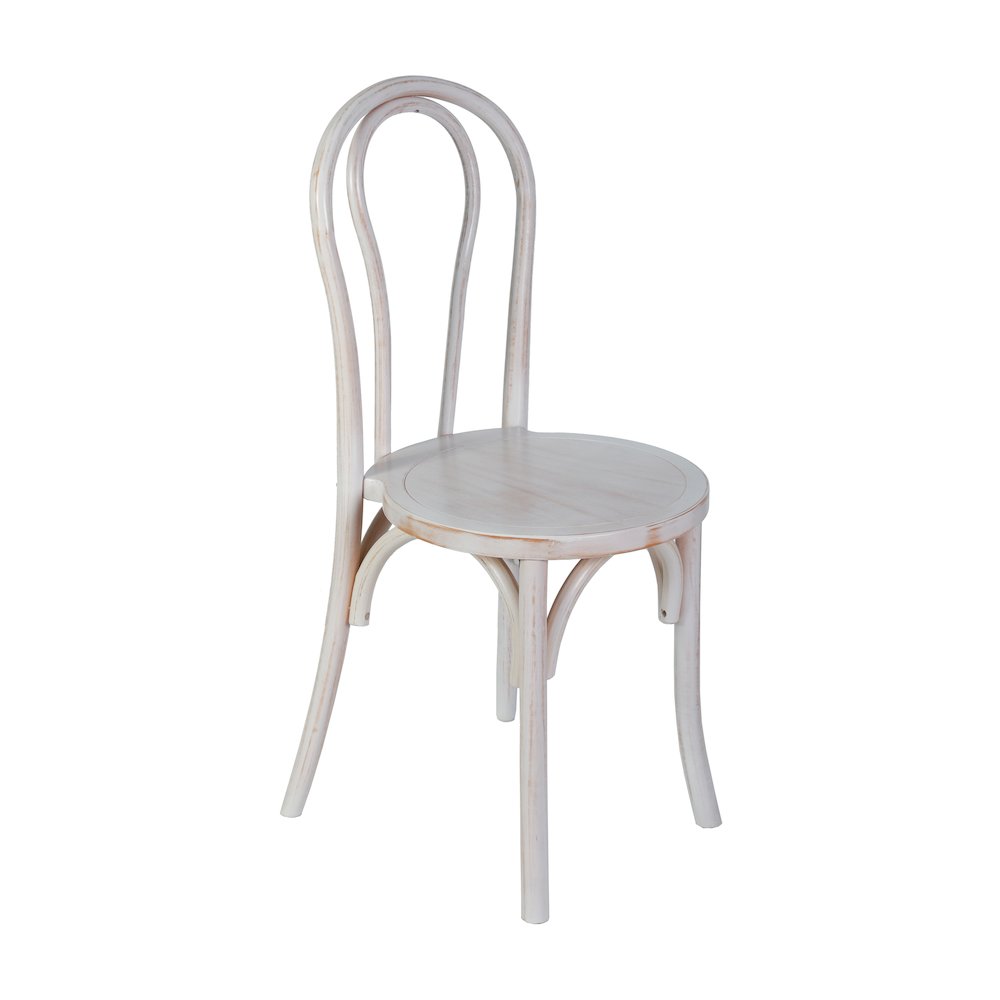 Betsy Commercial Grade White Wash Thonet Style Solid Wood Stackable Dining Chair. Picture 1