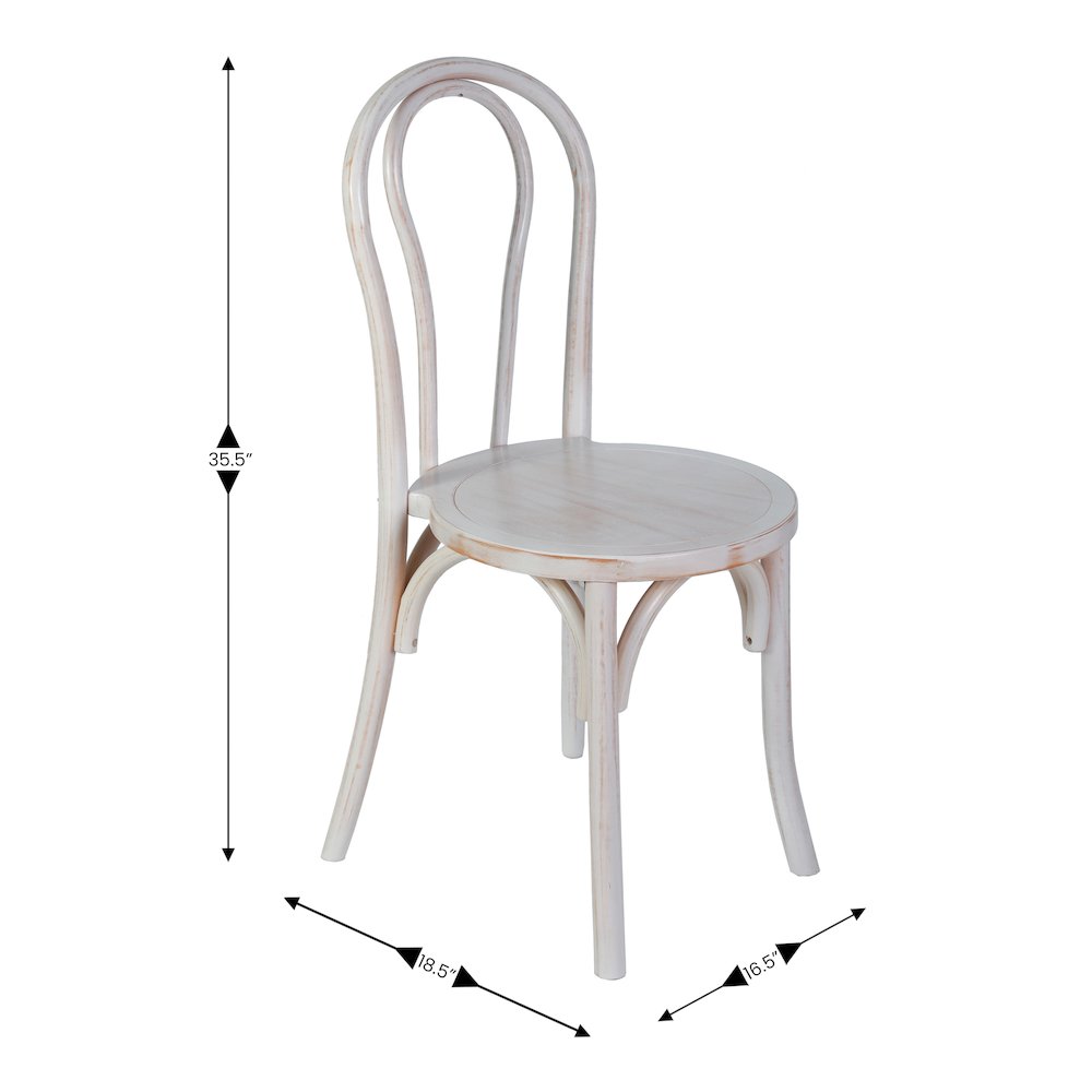 Betsy Commercial Grade White Wash Thonet Style Solid Wood Stackable Dining Chair. Picture 5