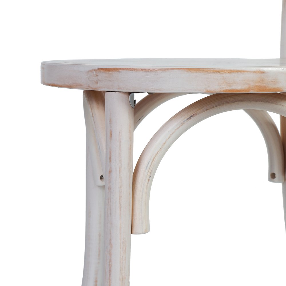 Betsy Commercial Grade White Wash Thonet Style Solid Wood Stackable Dining Chair. Picture 9