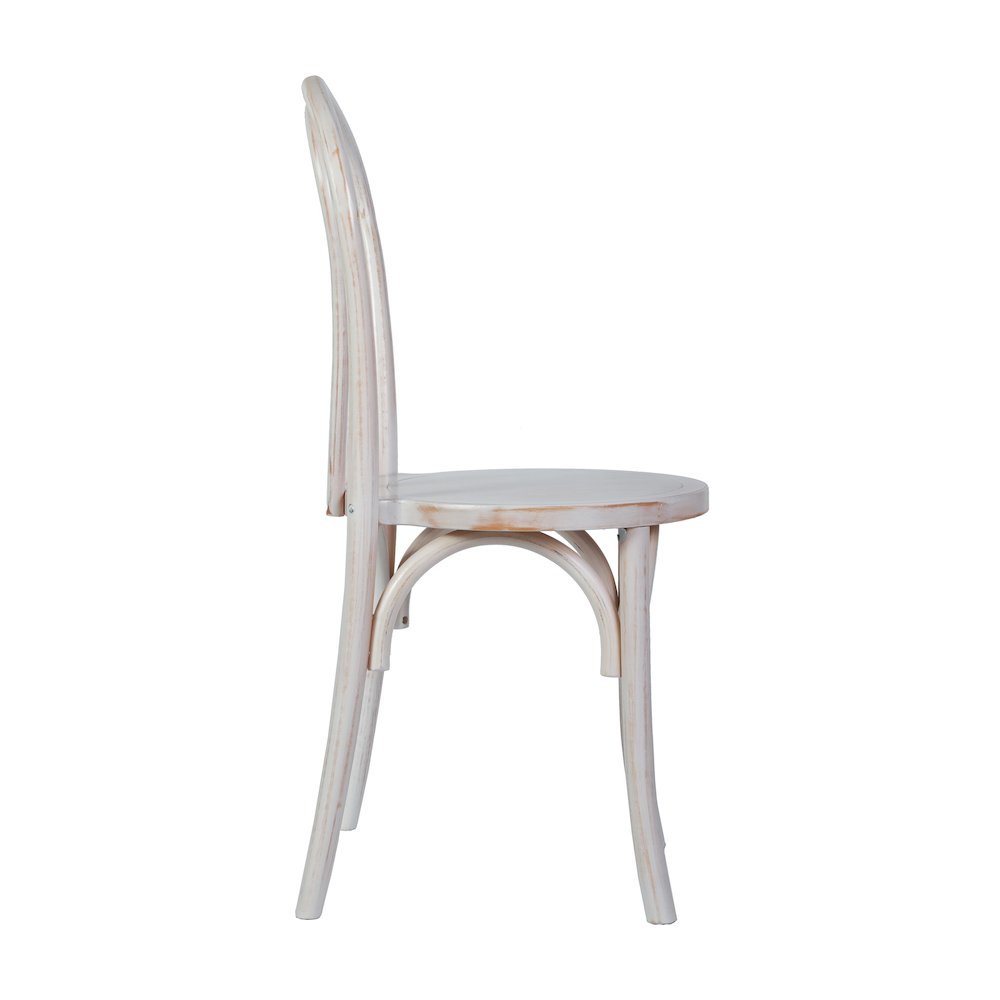 Betsy Commercial Grade White Wash Thonet Style Solid Wood Stackable Dining Chair. Picture 10