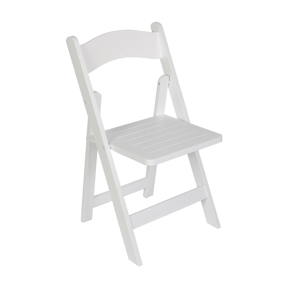 Holden Commercial Grade White Solid Wood Folding Dining Chair. Picture 1