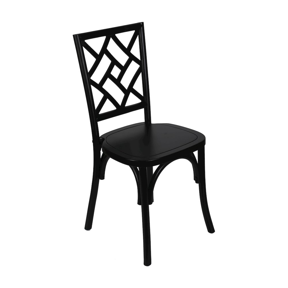 Brooklyn Black Solid Wood Stackable Dining Chair with Intricate Back Detail. Picture 1