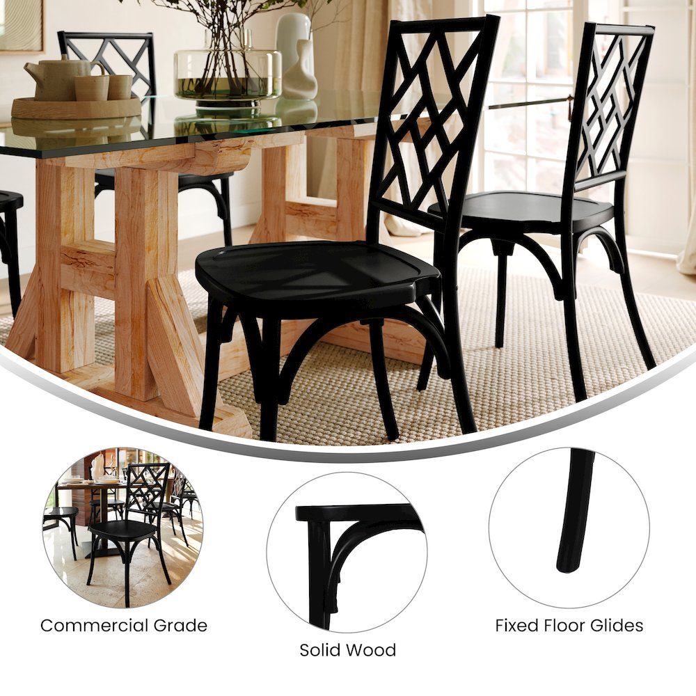 Brooklyn Black Solid Wood Stackable Dining Chair with Intricate Back Detail. Picture 4