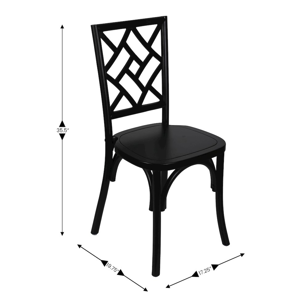 Brooklyn Black Solid Wood Stackable Dining Chair with Intricate Back Detail. Picture 5
