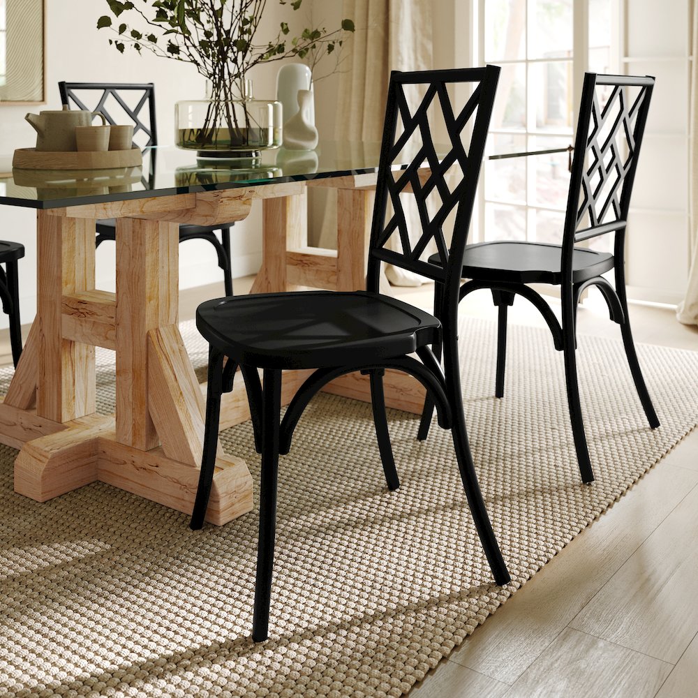 Brooklyn Black Solid Wood Stackable Dining Chair with Intricate Back Detail. Picture 7