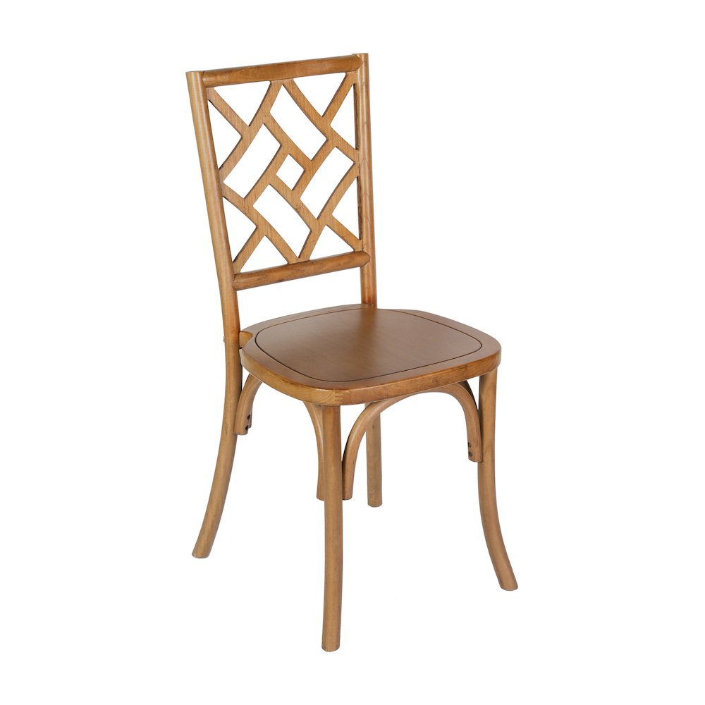 Brooklyn Pecan Solid Wood Stackable Dining Chair with Intricate Back Detail. Picture 1