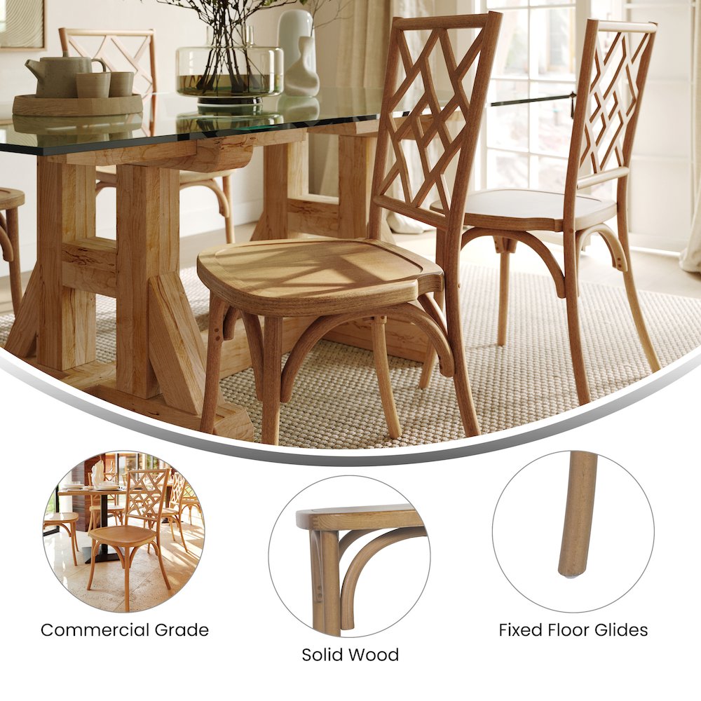 Brooklyn Pecan Solid Wood Stackable Dining Chair with Intricate Back Detail. Picture 4