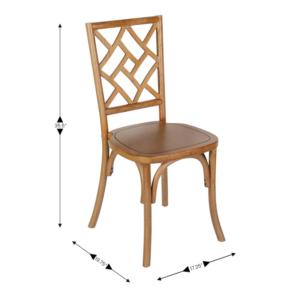 Brooklyn Pecan Solid Wood Stackable Dining Chair with Intricate Back Detail. Picture 5
