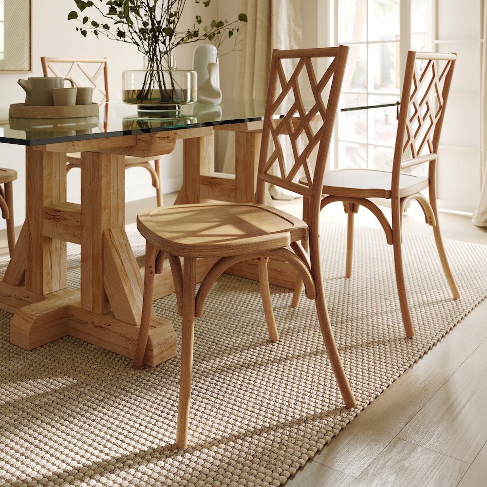 Brooklyn Pecan Solid Wood Stackable Dining Chair with Intricate Back Detail. Picture 7