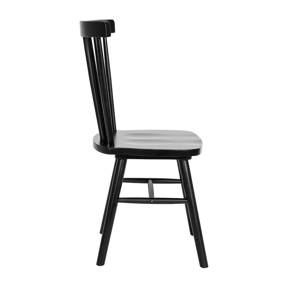 Set of 2 Windsor Dining Chairs, Solid Wood Armless in Black. Picture 11