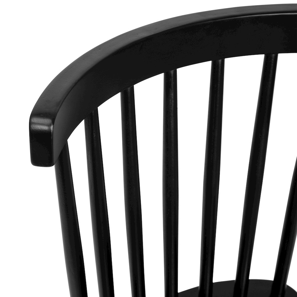 Set of 2 Windsor Dining Chairs, Solid Wood Armless in Black. Picture 10
