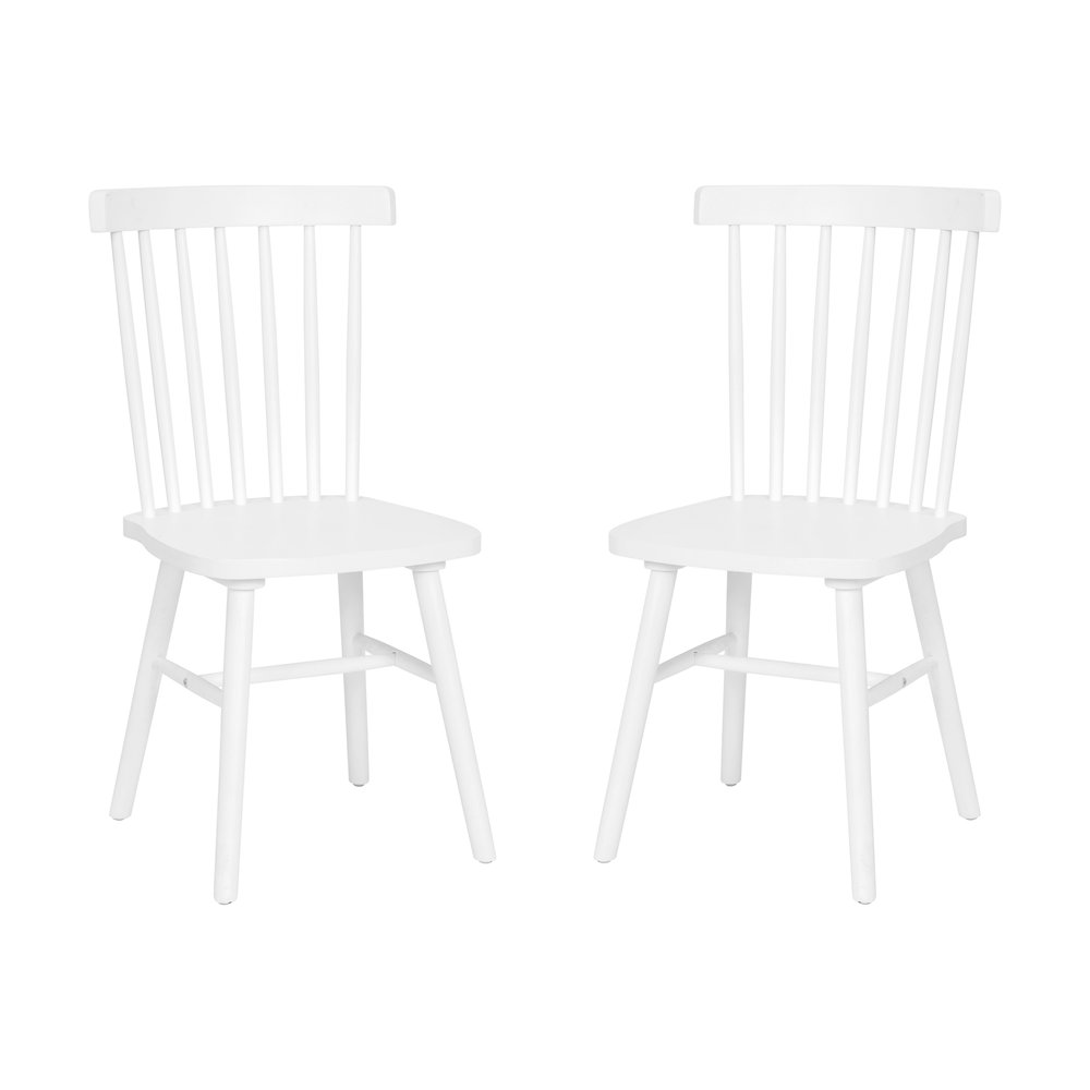 Set of 2 Windsor Dining Chairs, Solid Wood Armless in White. Picture 3