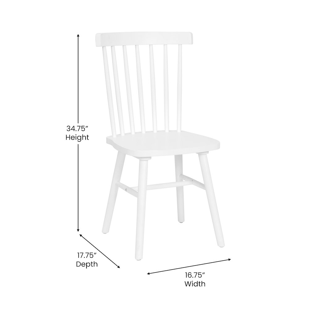 Set of 2 Windsor Dining Chairs, Solid Wood Armless in White. Picture 6