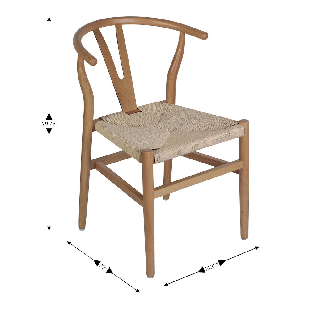 Y-Back Style Wood and Kraft Paper Stackable Dining Chair with Oak/Natural Finish. Picture 5