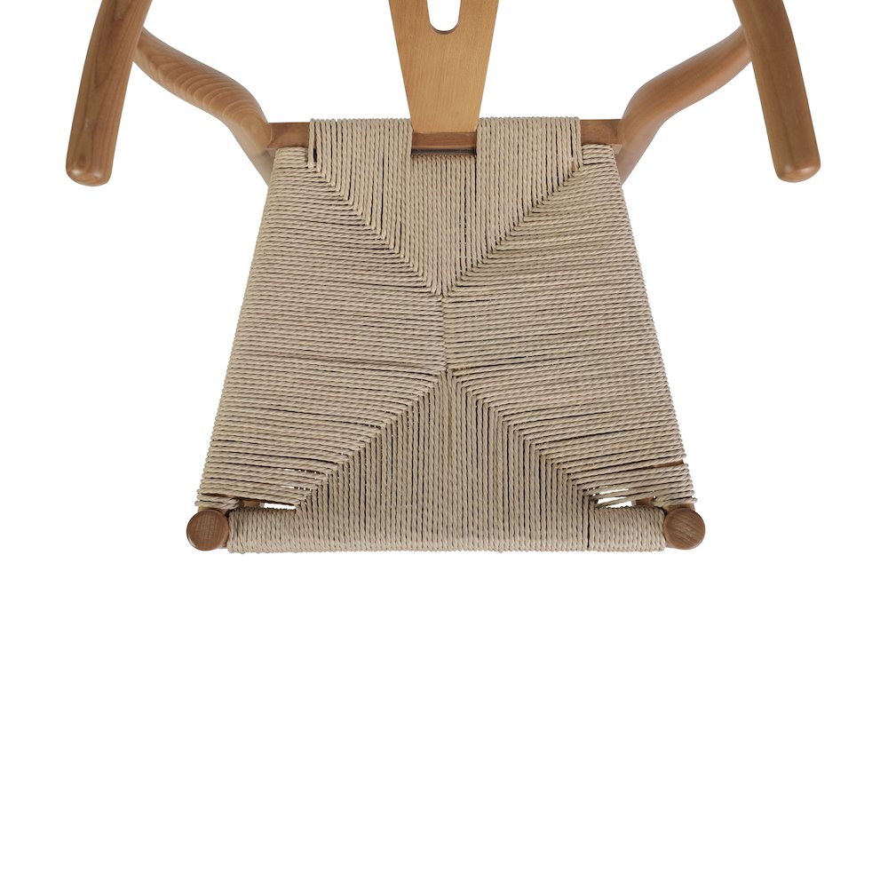 Y-Back Style Wood and Kraft Paper Stackable Dining Chair with Oak/Natural Finish. Picture 11