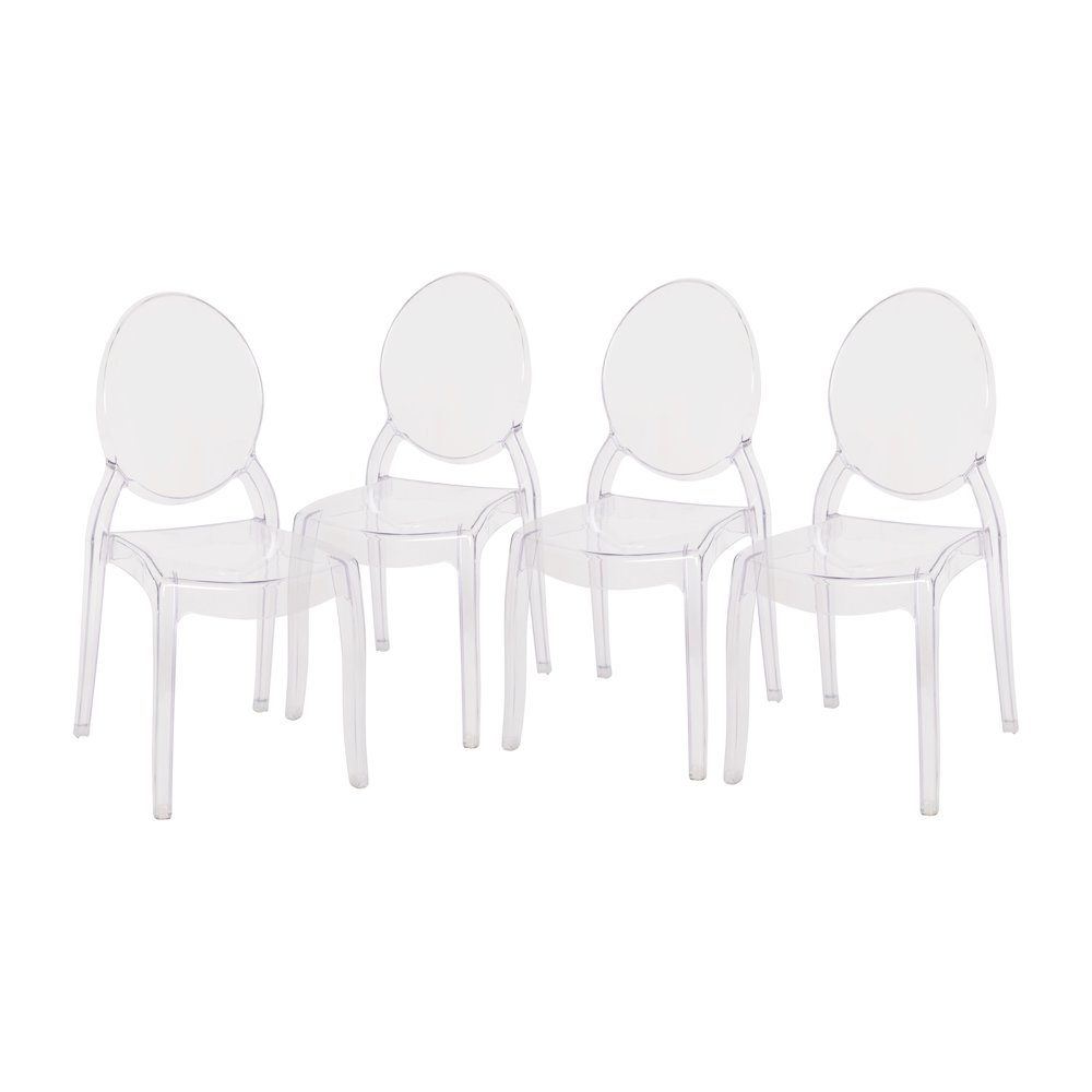 Set of 4 Crystal Extra Wide Resin  Banquet, Event Ghost Chairs. Picture 3