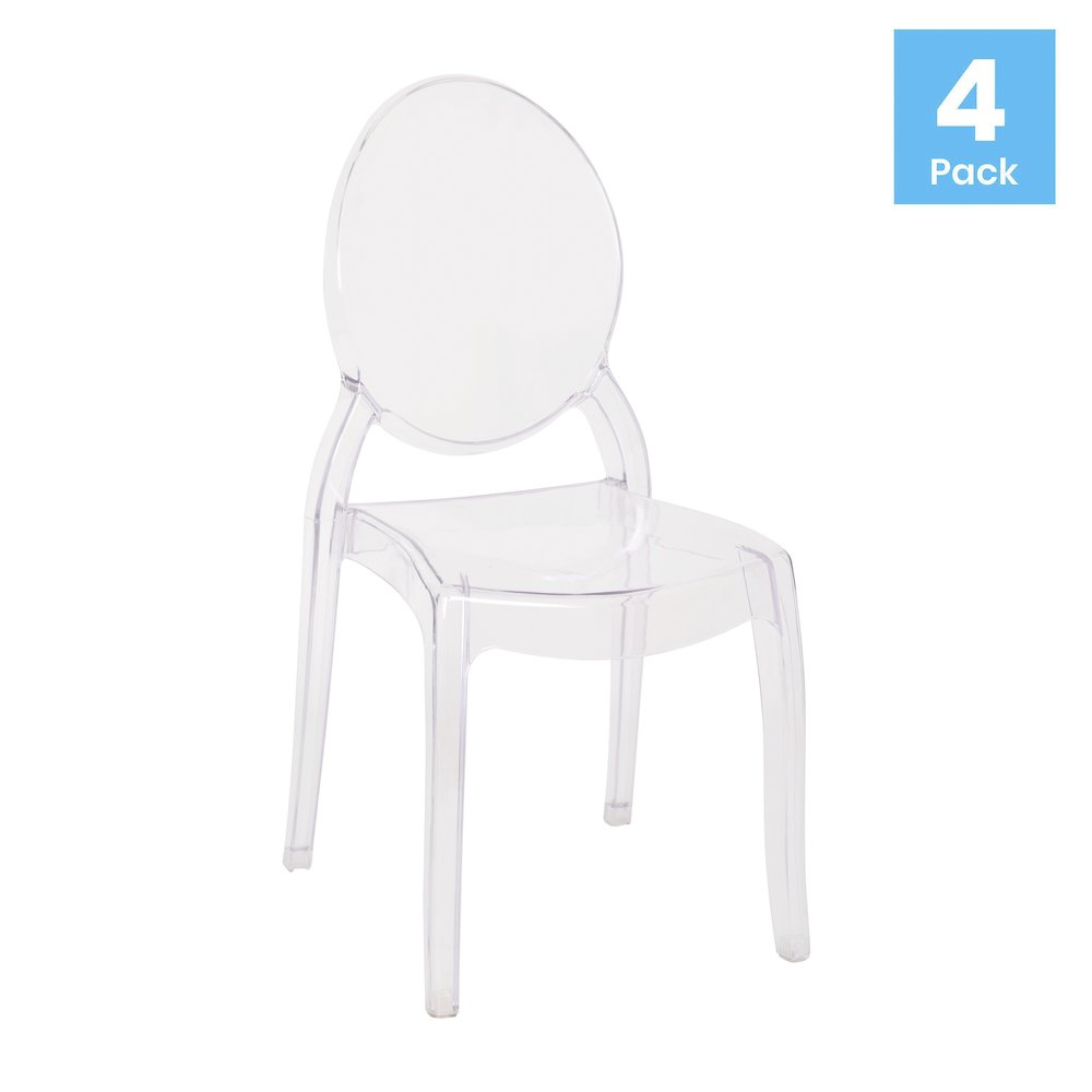 Set of 4 Crystal Extra Wide Resin  Banquet, Event Ghost Chairs. Picture 1