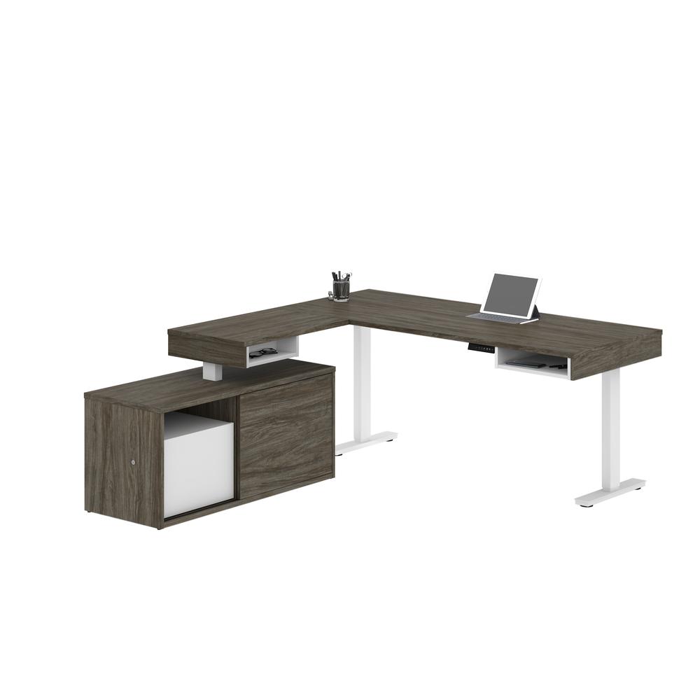 81W L-Shaped Standing Desk with Credenza. Picture 1