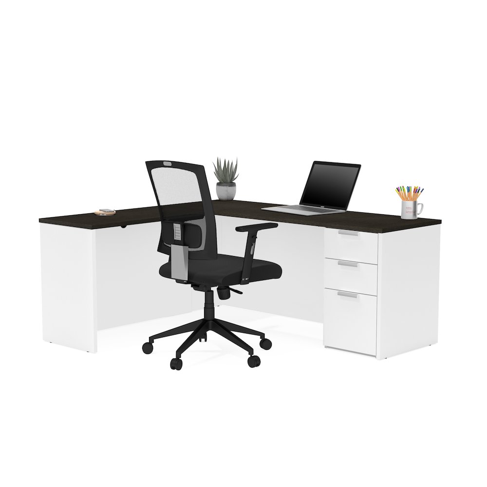72W L-Shaped Desk with Pedestal. Picture 1