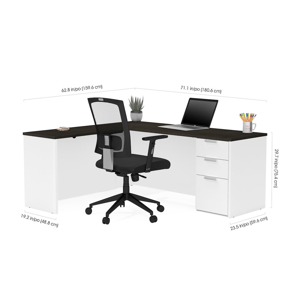 72W L-Shaped Desk with Pedestal. Picture 2