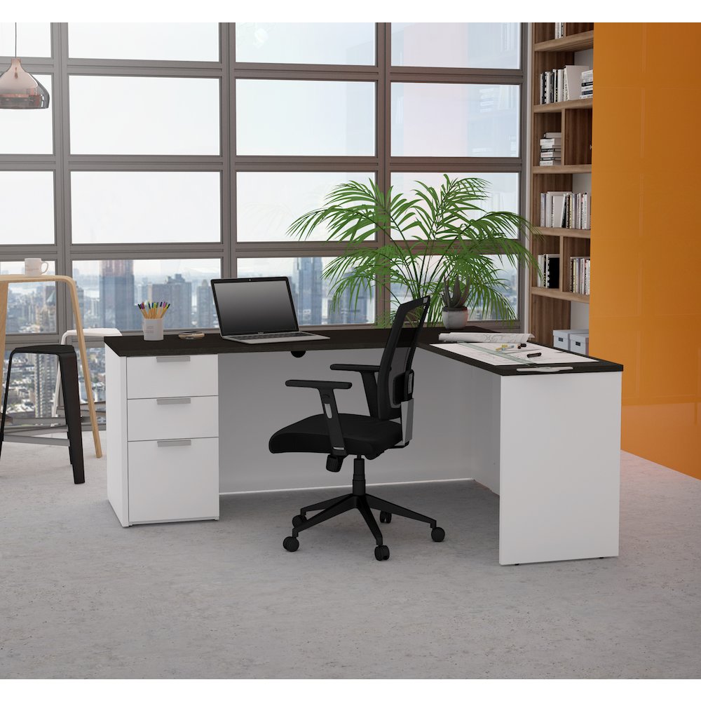 72W L-Shaped Desk with Pedestal. Picture 3