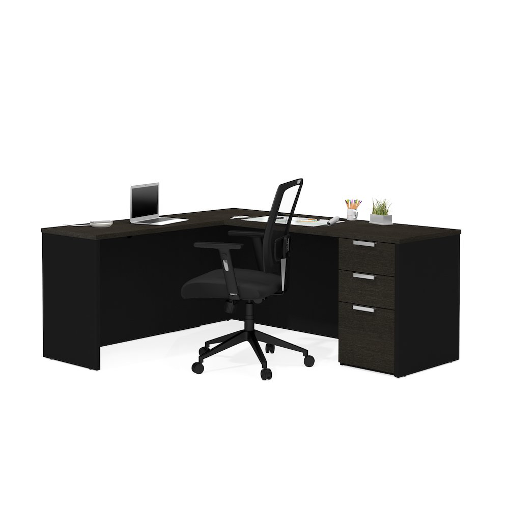 72W L-Shaped Desk with Pedestal. Picture 1