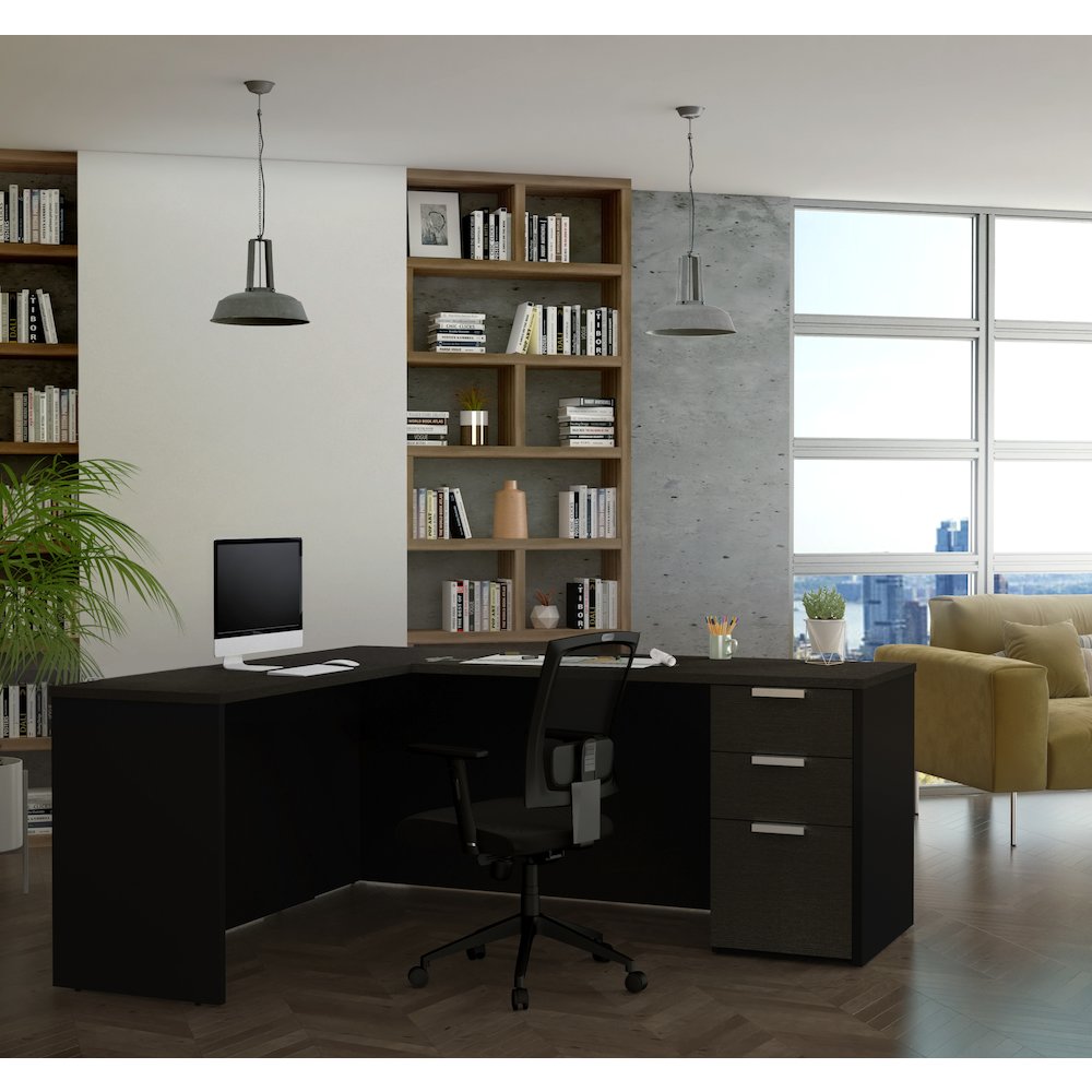 72W L-Shaped Desk with Pedestal. Picture 3