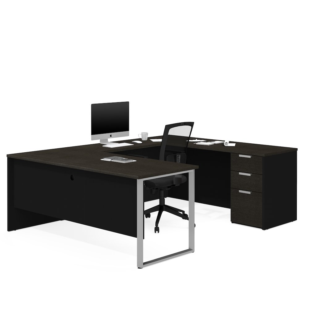 72W U-Shaped Executive Desk with Pedestal. Picture 1