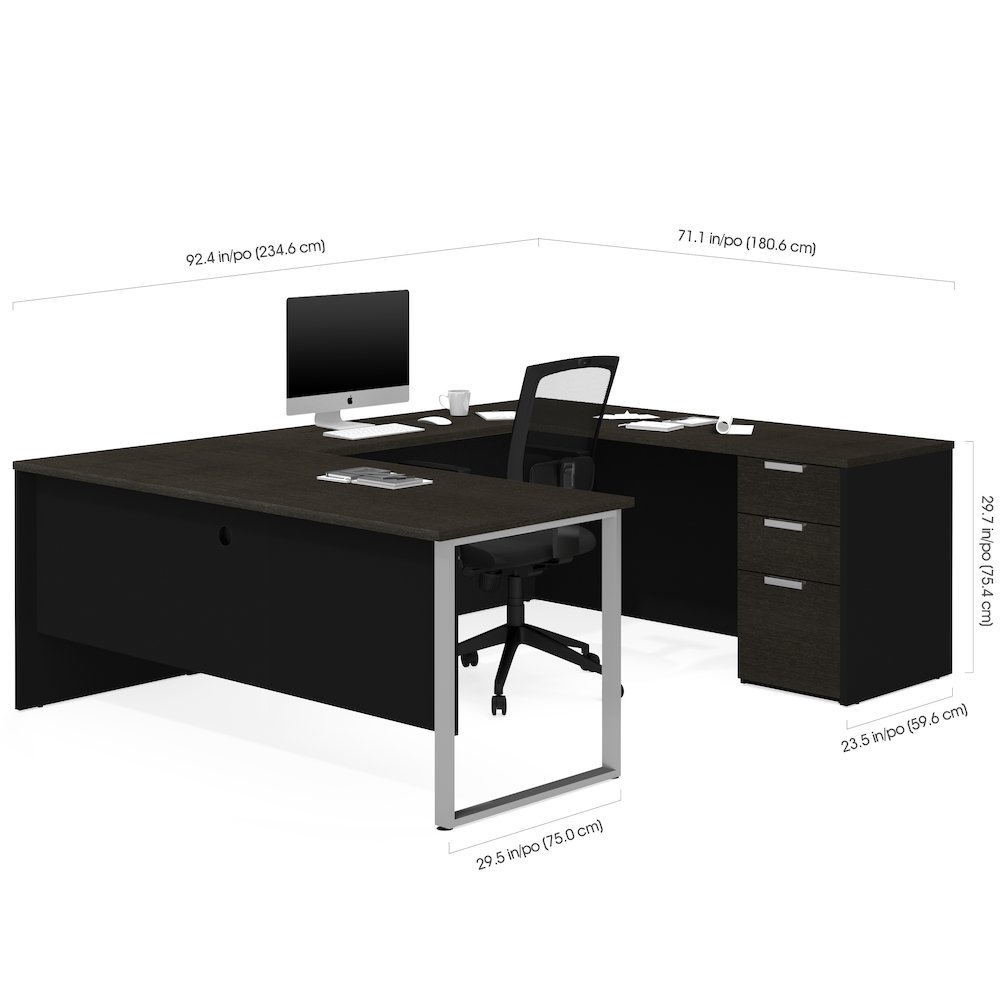 72W U-Shaped Executive Desk with Pedestal. Picture 2