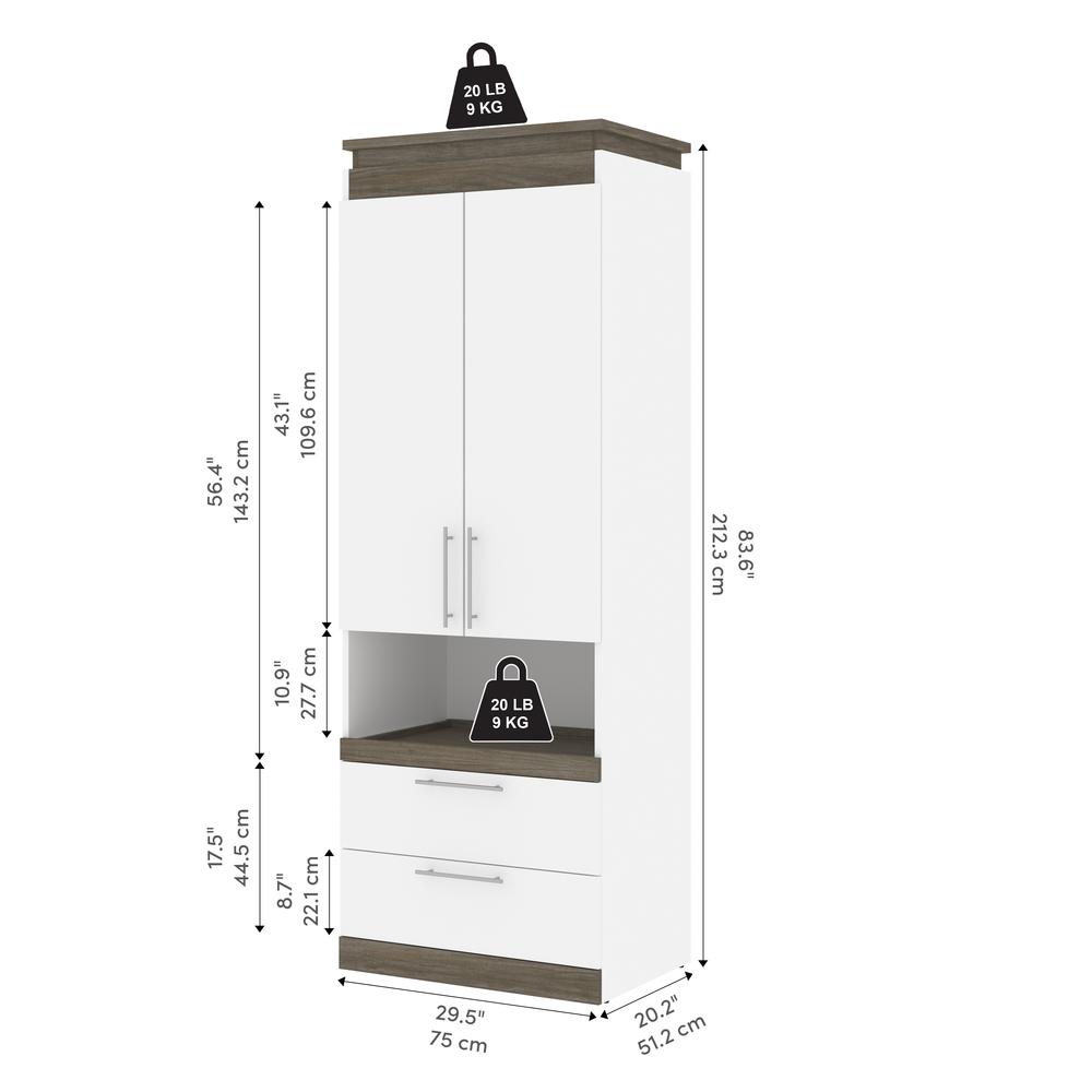 Orion 30W Tall Storage Cabinet with Doors, Drawers and Pull-Out Shelf. Picture 3