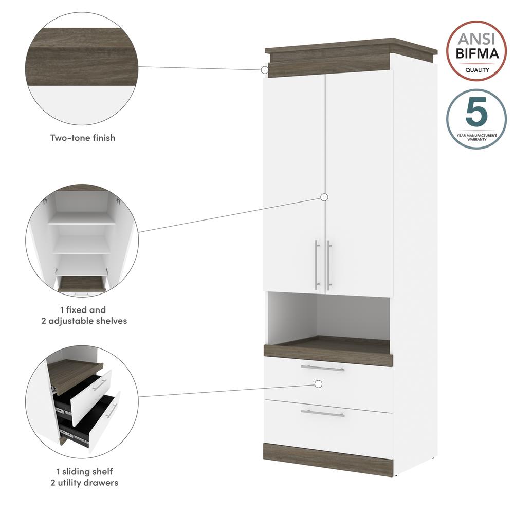 Orion 30W Tall Storage Cabinet with Doors, Drawers and Pull-Out Shelf. Picture 13