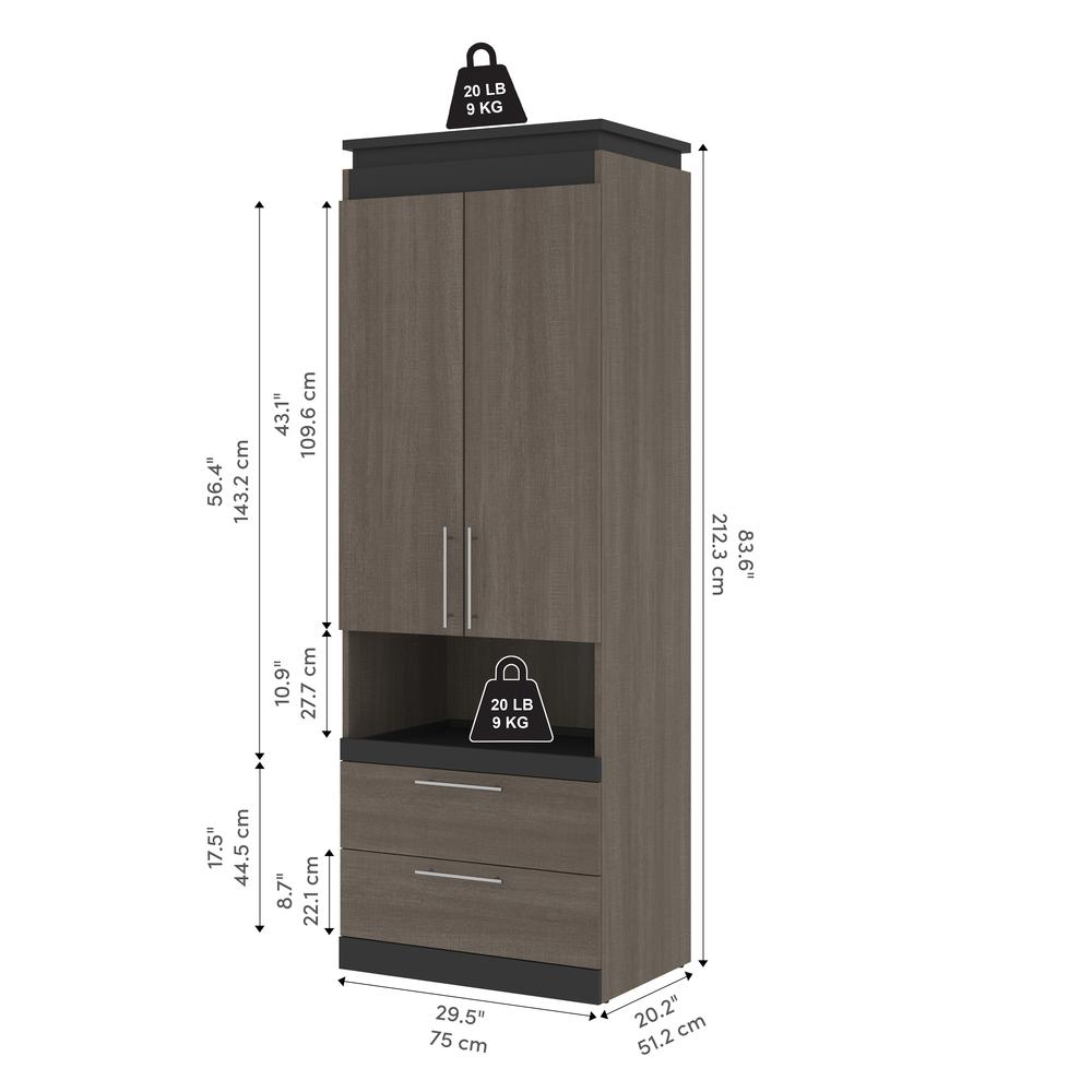Orion 30W Tall Storage Cabinet with Doors, Drawers and Pull-Out Shelf. Picture 3