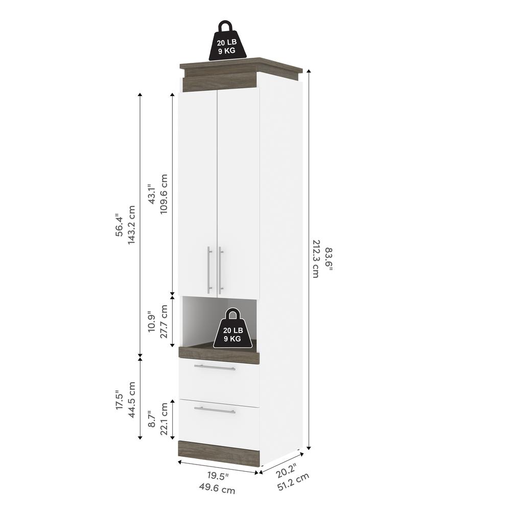 Orion 20W Narrow Storage Cabinet with Doors, Drawers and Pull-Out Shelf. Picture 3