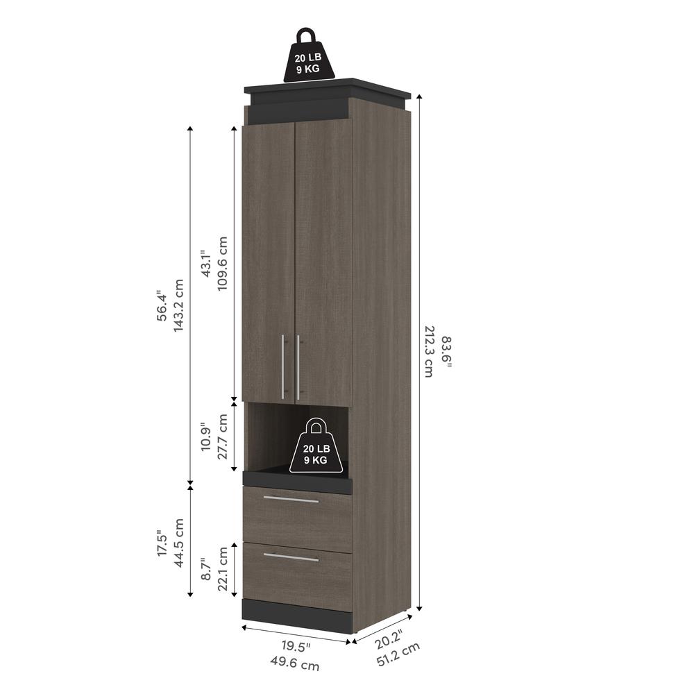 Orion 20W Narrow Storage Cabinet with Doors, Drawers and Pull-Out Shelf. Picture 3