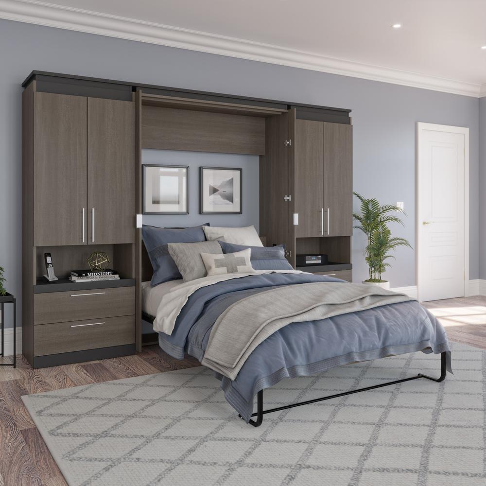 Orion Full Murphy Bed with Storage Cabinets and Pull-Out Shelves (120W). Picture 5