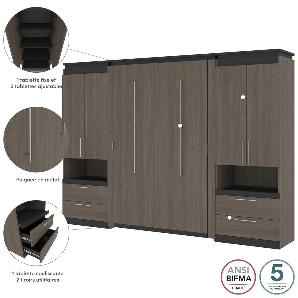 Orion Full Murphy Bed with Storage Cabinets and Pull-Out Shelves (120W). Picture 6