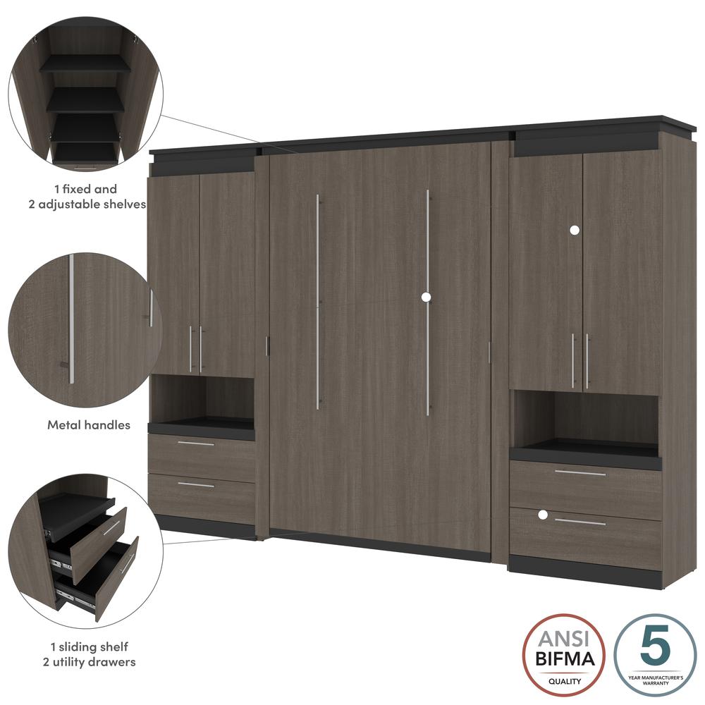 Orion Full Murphy Bed with Storage Cabinets and Pull-Out Shelves (120W). Picture 7