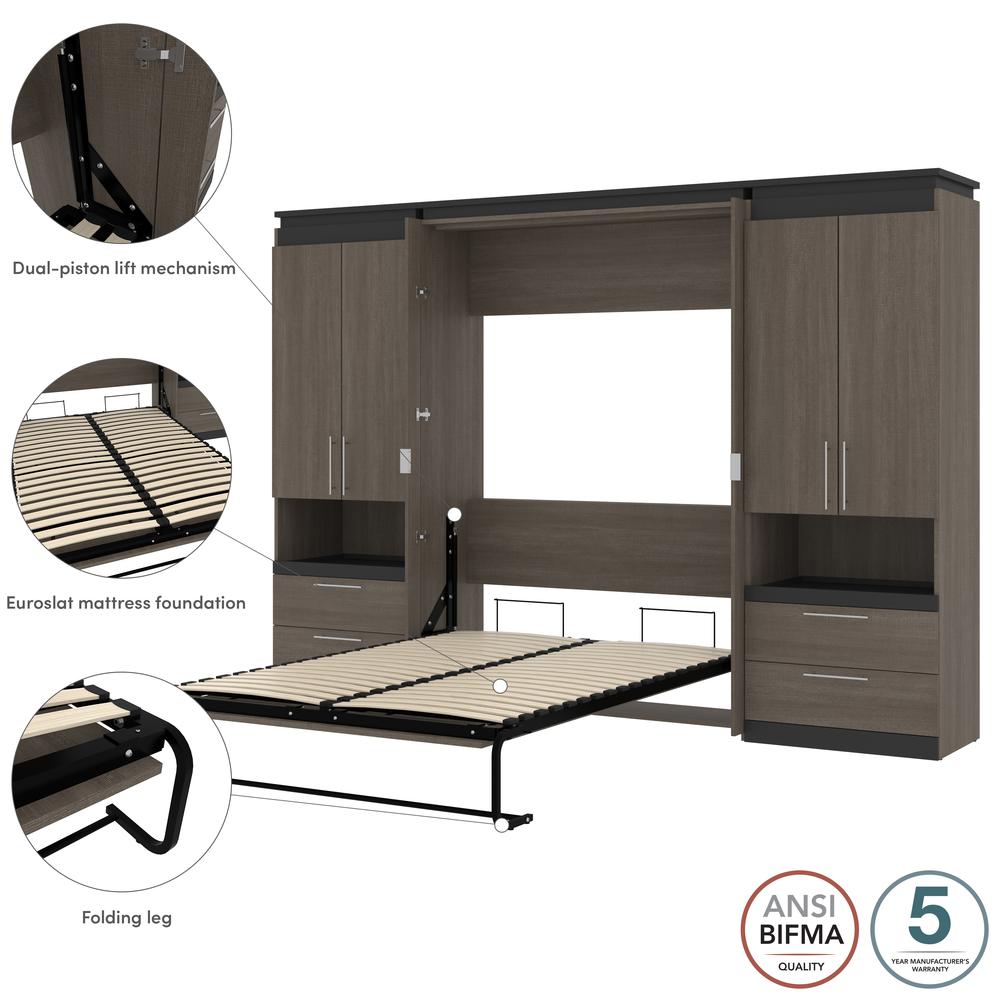 Orion Full Murphy Bed with Storage Cabinets and Pull-Out Shelves (120W). Picture 8