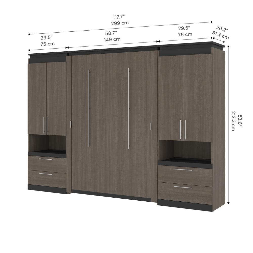 Orion Full Murphy Bed with Storage Cabinets and Pull-Out Shelves (120W). Picture 10