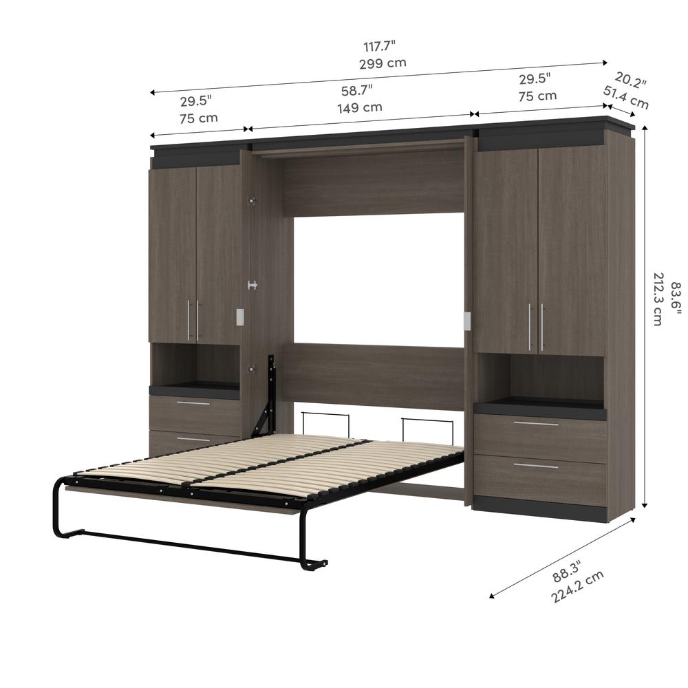 Orion Full Murphy Bed with Storage Cabinets and Pull-Out Shelves (120W). Picture 11