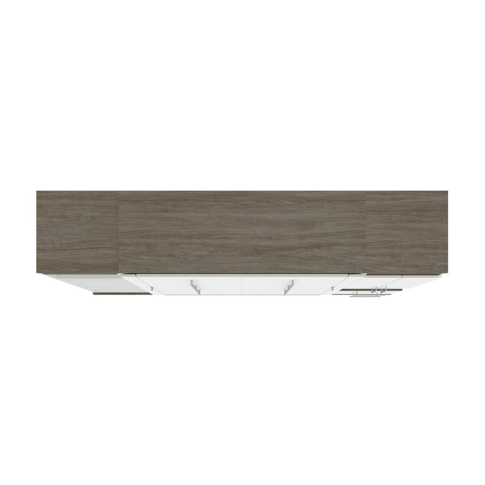 Full Murphy Bed with Storage Cabinet and Shelves (100W) in White and Walnut Grey. Picture 23